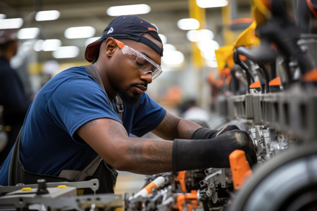 Worker At Aircraft Manufacturing Facility